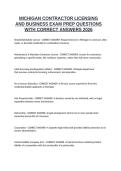 Michigan Contractor Licensing and Business Exam Complete Questions and Correct Answers&NewLine;
