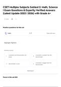 CSET Multiple Subjects Subtest 2&colon; Math&comma; Science &vert; Exam Questions & Expertly Verified Answers &lpar;Latest Update 2025 &vert; 2026&rpar; with Grade A&plus;