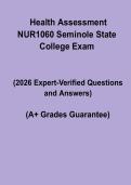 NUR1060 Health Assessment Exam PDF &vert; Seminole State College Nursing Study Guide & Practice Questions