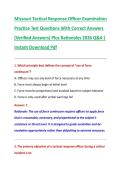 Missouri Tactical Response Officer Examination &NewLine;Practice Test Questions With Correct Answers &NewLine;&lpar;Verified Answers&rpar; Plus Rationales 2026 Q&A &vert; &NewLine;Instant Download Pdf 