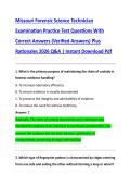 Missouri Forensic Science Technician &NewLine;Examination Practice Test Questions With &NewLine;Correct Answers &lpar;Verified Answers&rpar; Plus &NewLine;Rationales 2026 Q&A &vert; Instant Download Pdf 