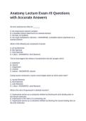 Anatomy Lecture Exam &num;3 Questions with Accurate Answers