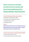 Missouri Financial Crimes Investigator &NewLine;Examination Practice Test Questions With &NewLine;Correct Answers &lpar;Verified Answers&rpar; Plus &NewLine;Rationales 2026 Q&A &vert; Instant Download Pdf 
