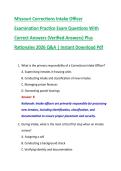 Missouri Corrections Intake Officer &NewLine;Examination Practice Exam Questions With &NewLine;Correct Answers &lpar;Verified Answers&rpar; Plus &NewLine;Rationales 2026 Q&A &vert; Instant Download Pdf
