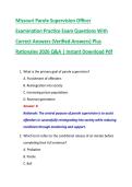 Missouri Parole Supervision Officer &NewLine;Examination Practice Exam Questions With &NewLine;Correct Answers &lpar;Verified Answers&rpar; Plus &NewLine;Rationales 2026 Q&A &vert; Instant Download Pdf