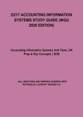 WGU D217 Accounting Information Systems Exam 2026 &vert; AIS Concepts&comma; Controls&comma; Practice Questions & Exam Prep