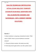 DIALYSIS TECHNICIAN CERTIFICATION EXAM 2026 &ndash; 300&plus; REAL PRACTICE QUESTIONS&comma; ANSWERS & RATIONALES &lpar;NYS & AAMI STANDARDS&rpar;&NewLine;&NewLine;