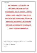 ELE 146 FINAL EXAM 2026 &ndash; 300&plus; ACTUAL PRACTICE QUESTIONS&comma; ANSWERS & RATIONALES &lpar;DC&sol;AC&comma; DIGITAL LOGIC&comma; POWER & SAFETY&rpar;&NewLine;&NewLine;