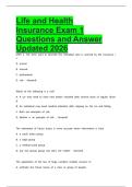 Life and Health Insurance Exam 1 Questions and Answer Updated 2026