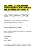 DOD ANNUAL SECURITY AWARENESS&NewLine;REFRESHER BOARD EVALUATION SCRIPT&NewLine;2026 SOLVED QUESTIONS GRADED A&plus;