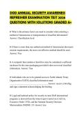 DOD ANNUAL SECURITY AWARENESS&NewLine;REFRESHER EXAMINATION TEST 2026&NewLine;QUESTIONS WITH SOLUTIONS GRADED A&plus;