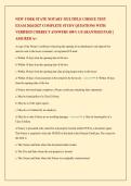 NEW YORK STATE NOTARY MULTIPLE CHOICE TEST EXAM 2026&sol;2027 COMPLETE STUDY QUESTIONS WITH VERIFIED CORRECT ANSWERS 100&percnt; GUARANTEED PASS &vert; ASSURED A&plus;