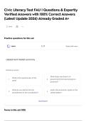 Civic Literacy Test FAU &vert; Questions & Expertly Verified Answers with 100&percnt; Correct Answers &lpar;Latest Update  2026&rpar; Already Graded A&plus;