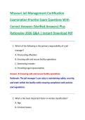 Missouri Jail Management Certification &NewLine;Examination Practice Exam Questions With &NewLine;Correct Answers &lpar;Verified Answers&rpar; Plus &NewLine;Rationales 2026 Q&A &vert; Instant Download Pdf 
