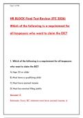 HR BLOCK FINAL TEST REVIEW 2026 &ndash; 300&plus; EARNED INCOME CREDIT &lpar;EIC&rpar; PRACTICE QUESTIONS WITH ANSWERS & RATIONALES &vert; PASS YOUR TAX PREPARATION CERTIFICATION&NewLine;&NewLine;