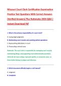 Missouri Court Clerk Certification Examination &NewLine;Practice Test Questions With Correct Answers &NewLine;&lpar;Verified Answers&rpar; Plus Rationales 2026 Q&A &vert; &NewLine;Instant Download Pdf 