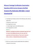 Missouri Paralegal Certification Examination &NewLine;Questions With Correct Answers &lpar;Verified &NewLine;Answers&rpar; Plus Rationales 2026 Q&A &vert; Instant &NewLine;Download Pdf 