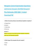 Mosquito Control Examination Questions &NewLine;and Correct Answers &lpar;Verified Answers&rpar; &NewLine;Plus Rationales 2026 Q&A &vert; Instant &NewLine;Download Pdf