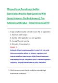 Missouri Legal Compliance Auditor &NewLine;Examination Practice Test Questions With &NewLine;Correct Answers &lpar;Verified Answers&rpar; Plus &NewLine;Rationales 2026 Q&A &vert; Instant Download Pdf