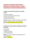 Essentials of Psychiatric Mental Health Nursing 4th Edition Test Bank Questions with Verified Answers &lpar;Varcarolis&rpar; &ndash; Grade A