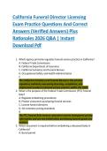 California Funeral Director Licensing &NewLine;Exam Practice Questions And Correct &NewLine;Answers &lpar;Verified Answers&rpar; Plus &NewLine;Rationales 2026 Q&A &vert; Instant &NewLine;Download Pdf