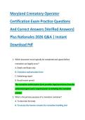 Maryland Crematory Operator &NewLine;Certification Exam Practice Questions &NewLine;And Correct Answers &lpar;Verified Answers&rpar; &NewLine;Plus Rationales 2026 Q&A &vert; Instant &NewLine;Download Pdf 