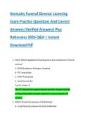 Kentucky Funeral Director Licensing &NewLine;Exam Practice Questions And Correct &NewLine;Answers &lpar;Verified Answers&rpar; Plus &NewLine;Rationales 2026 Q&A &vert; Instant &NewLine;Download Pdf 