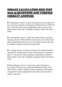 DOSAGE CALCULATION HESI TEST&NewLine;2026 55 QUESTIONS AND VERIFIED&NewLine;CORRECT ANSWERS&NewLine;