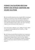 DOSAGE CALCULATIONS HESI EXAM&NewLine;REVIEW 2026 DETAILED QUESTIONS AND&NewLine;SOLVED SOLUTIONS&NewLine;
