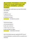 JBLEARNING PARAMEDIC EXAM 2026 COMPLETE EXAM QUESTIONS AND ACCURATE ANSWERS&comma; ALREADY PASSED&excl;&excl;&period;docx&NewLine;&NewLine;