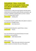 PARAMEDIC FINAL EXAM 2026 COMPLETE EXAM QUESTIONS AND ACCURATE ANSWERS&comma; ALREADY PASSED&excl;&excl;&period;docx&NewLine;&NewLine;