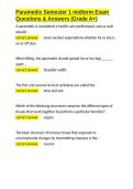 Paramedic Semester 1 midterm Exam Questions & Answers &lpar;Grade A&plus;&rpar;&period;docx&NewLine;&NewLine;