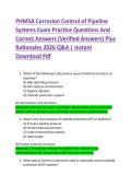 PHMSA Corrosion Control of Pipeline &NewLine;Systems Exam Practice Questions And &NewLine;Correct Answers &lpar;Verified Answers&rpar; Plus &NewLine;Rationales 2026 Q&A &vert; Instant &NewLine;Download Pdf 