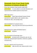Paramedic Entry Exam Study Guide Questions & Answers &lpar;Grade A&plus;&rpar;&period;docx&NewLine;&NewLine;