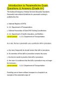 Introduction to Paramedicine Exam Questions & Answers &lpar;Grade A&plus;&rpar;&period;docx&NewLine;&NewLine;
