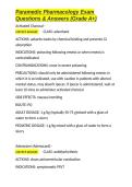 Paramedic Pharmacology Exam Questions & Answers &lpar;Grade A&plus;&rpar;&period;docx&NewLine;&NewLine;