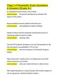 Chap 1-4 Paramedic Exam Questions & Answers &lpar;Grade A&plus;&rpar;&period;docx&NewLine;&NewLine;