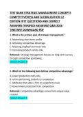 Strategic Management&colon; Concepts&comma; Competitiveness and Globalization 12th Edition Test Bank Questions and Correct Answers &lpar;Hitt&rpar; &ndash; Grade A