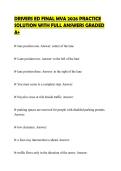 DRIVERS ED FINAL MVA 2026 PRACTICE&NewLine;SOLUTION WITH FULL ANSWERS GRADED&NewLine;A&plus;