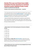 Florida PTA Laws and Rules Exam 2026 &ndash; Complete Practice Questions & Verified Answers &lpar;Latest Updated Study Guide&rpar;
