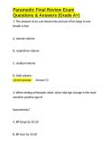 Paramedic Final Review Exam Questions & Answers &lpar;Grade A&plus;&rpar;&period;docx&NewLine;&NewLine;