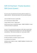 NUR 131 Final Exam - Practice Questions With Correct Answers