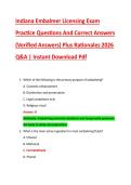 Indiana Embalmer Licensing Exam &NewLine;Practice Questions And Correct Answers &NewLine;&lpar;Verified Answers&rpar; Plus Rationales 2026 &NewLine;Q&A &vert; Instant Download Pdf