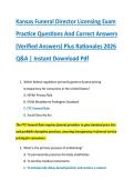 Kansas Funeral Director Licensing Exam &NewLine;Practice Questions And Correct Answers &NewLine;&lpar;Verified Answers&rpar; Plus Rationales 2026 &NewLine;Q&A &vert; Instant Download Pdf 