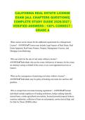 CALIFORNIA REAL ESTATE LICENSE EXAM &lbrack;ALL CHAPTERS QUESTIONS&rsqb; COMPLETE STUDY GUIDE 2026&sol;2027 &vert; VERIFIED ANSWERS &vert; 100&percnt; CORRECT &vert; GRADE A&NewLine;