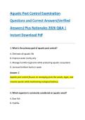 Aquatic Pest Control Examination&NewLine;Questions and Correct Answers&lpar;Verified &NewLine;Answers&rpar; Plus Rationales 2026 Q&A &vert; &NewLine;Instant Download Pdf