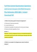 Turf Pest Control Examination Questions &NewLine;and Correct Answers &lpar;Verified Answers&rpar; &NewLine;Plus Rationales 2026 Q&A &vert; Instant &NewLine;Download Pdf