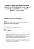 CALIFORNIA REAL ESTATE SALESPERSON EXAM&NewLine;PRACTICE TEST 2025&ndash;2026 Edition &vert; 130&plus; Original&NewLine;Practice QuestionsWith Answers & Detailed&NewLine;Rationales for Every Option