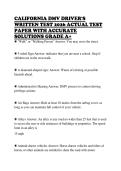 CALIFORNIA DMV DRIVER'S&NewLine;WRITTEN TEST 2026 ACTUAL TEST&NewLine;PAPER WITH ACCURATE&NewLine;SOLUTIONS GRADE A&plus;