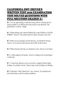 CALIFORNIA DMV DRIVER'S&NewLine;WRITTEN TEST 2026 EXAMINATION&NewLine;TEST SOLVED QUESTIONS WITH&NewLine;FULL SOLUTION GRADED A&plus;